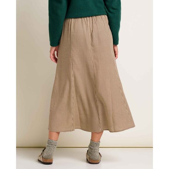 Toad and Co Women’s Large Manzana Paneled Midi Skirt Partridge Gingham Academia - Picture 3 of 10